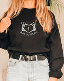 Halloween Skull Finger Heart "I" Pattern Print Sweatshirt