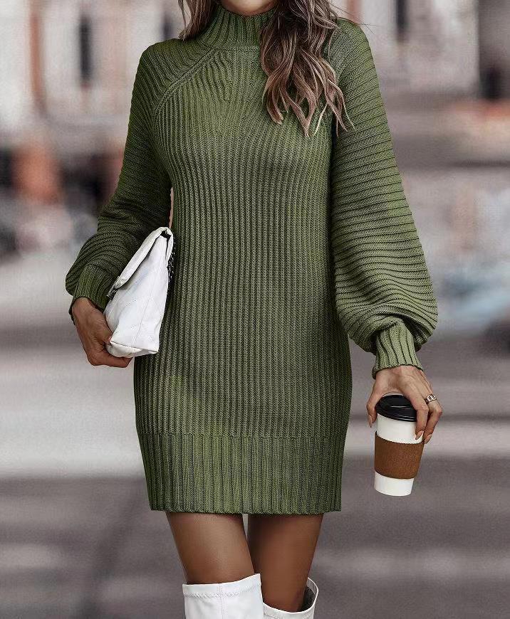 Turtleneck Knitted Sweater Dress