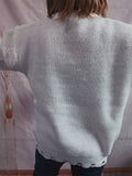 Christmas Hat & Cane 3D Pattern Jacquard Pullover Sweater