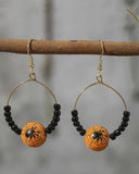 Halloween Funny Pumpkin Spider Earrings