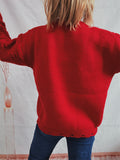 Christmas Hat & Cane 3D Pattern Jacquard Pullover Sweater