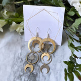 Retro Metal Moon Phase Drop Earrings