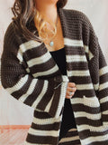 Striped Casual Style Winter Cardigan Sweater