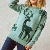 Christmas Elks Pattern Jacquard Pullover Sweater