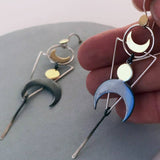 Retro Geometric Solar Moon Long Drop Earrings