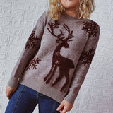 Christmas Elks Pattern Jacquard Pullover Sweater