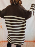 Striped Casual Style Winter Cardigan Sweater