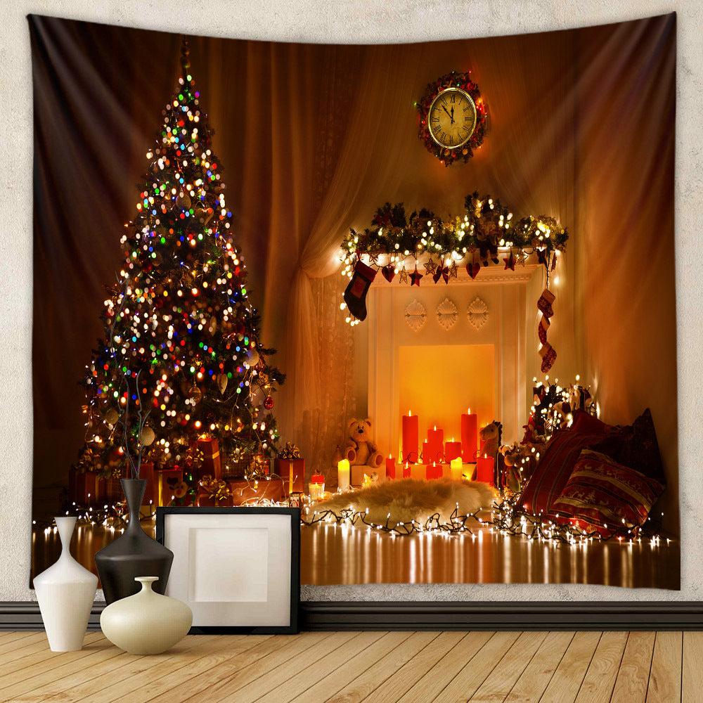 Sock Pattern Printed Tapestry Christmas Tree And Candles