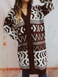 Retro Geometric Pattern Ethnic Style Cardigan Sweater