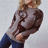 Christmas Elks Pattern Jacquard Pullover Sweater