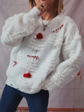 Christmas Hat & Cane 3D Pattern Jacquard Pullover Sweater