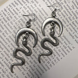 Silver Luna Snakes Drops Earrings