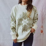 Christmas Snowflake Pattern Jacquard Pullover Sweater
