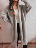 Loose Solid Color Batwing-Sleeves Scarf Lapel Knitted Long Cardigan Sweater Jacket