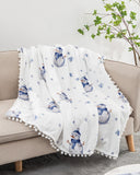 Christmas Double-Sided Snowman Printed Flannel Blanket With Ball