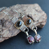 Vintage Retro Metal Square Rose Crystal Earrings