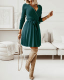 Knitted Long Sleeves Bowknot Sweater Dress