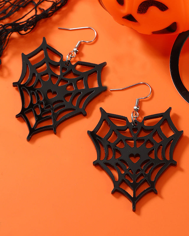 Halloween Hollow Spider Web Earrings