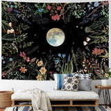 Botanical Garden Moon Night Printed Tapestry