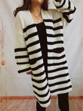 Striped Casual Style Winter Cardigan Sweater