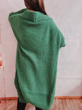 Loose Solid Color Batwing-Sleeves Scarf Lapel Knitted Long Cardigan Sweater Jacket