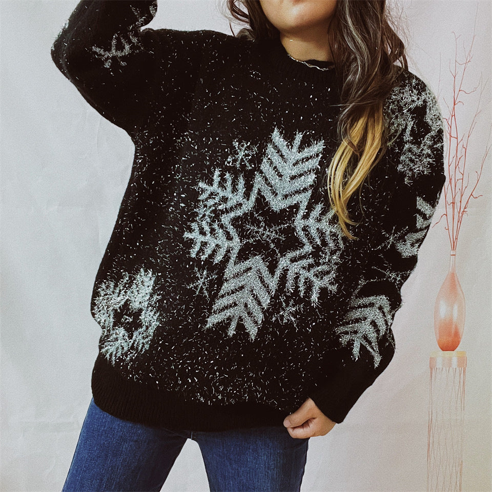 Christmas Snowflake Pattern Jacquard Pullover Sweater
