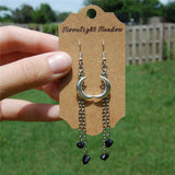 Witch Black Crystal Moon Metal Drop Earrings