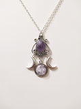 Mystic Moon Phase Goddess Amethyst Necklace