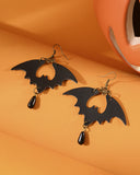 Halloween Funny Black Leather Bat Earrings