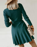 Knitted Long Sleeves Bowknot Sweater Dress