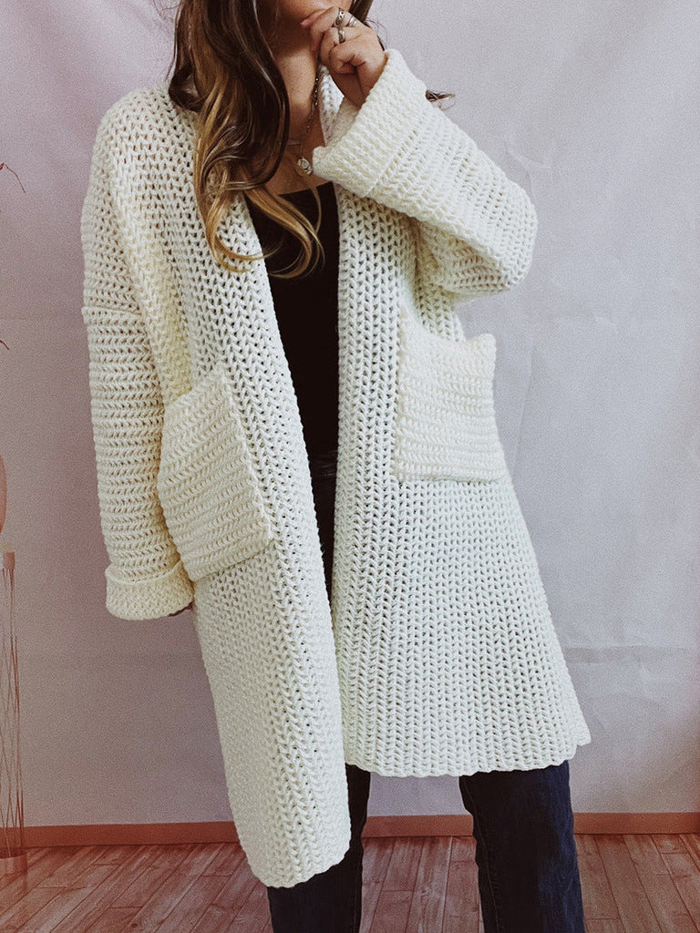Solid Color Casual Style Cardigan Sweater
