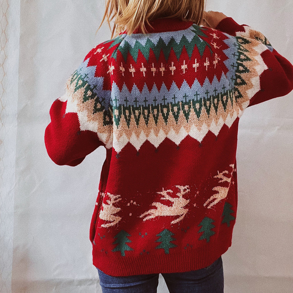 Christmas Bunting Elk Pattern Pullover Sweater