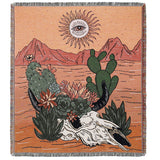 Western Desert Cow Skull Devil's Eye Printed Blanket