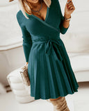 Knitted Long Sleeves Bowknot Sweater Dress