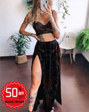 Women's Sexy Bird Print Camisole And Slit Skirt Set