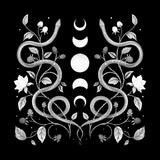 Snake And Mystical Leaves Butterfly And Moon Graphic Print Long Three Piece Set