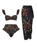 Fungis Foest Printed Ruffle Bikini Set & Sarong