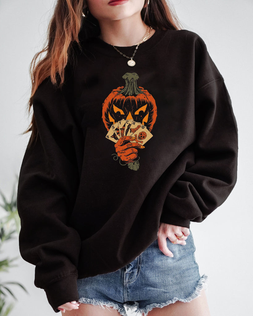 Halloween Playing Cards Print Pullover