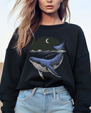Dreamy Shark Pattern Print Crew Neck Sweatshirt