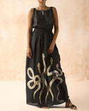 Gloden Mystic Snakes Printed Maxi Dress