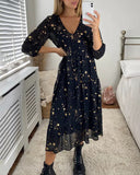 Magical Starry Stars Printed Loose Midi Dress