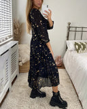 Magical Starry Stars Printed Loose Midi Dress