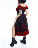 Gorgeous Fireworks Dark Elf Party Pattern Print Slit Dress