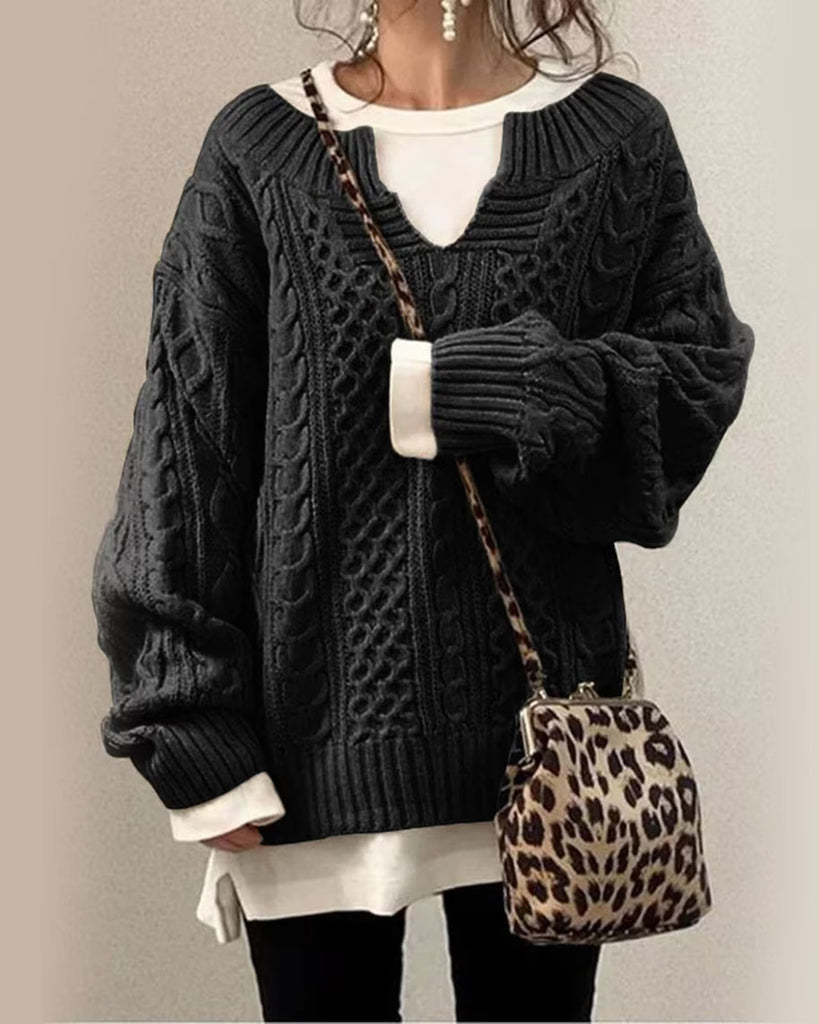 Cozy Round Neck Knitted Pullover Sweater