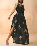 Sacred Snakes In The Ancient Legend Printed Maxi Dress