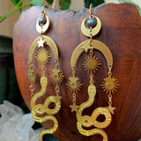 Mysterious Ancient Snake Metal Drop Earrings