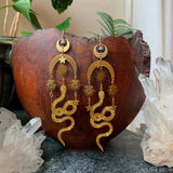 Mysterious Ancient Snake Metal Drop Earrings