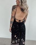 Shining Crystals Forest Luna Starry Printed V-neck Midi Dress