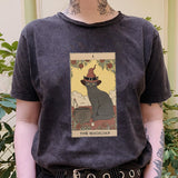 The Magician Cat Tarot Print Casual Oversized Witchy T-shirt