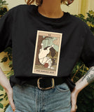 The Hanged Man Cat Tarot Print Casual Oversized Witchy T-shirt